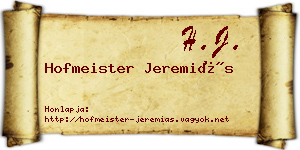 Hofmeister Jeremiás névjegykártya